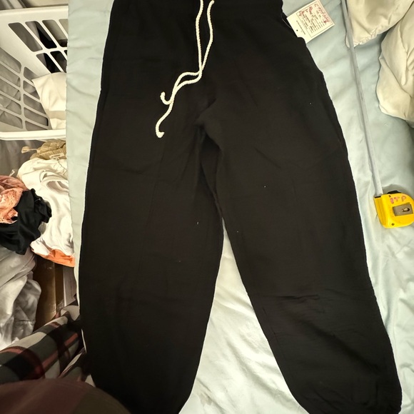 Black Jogger Pants with Drawstring - Picture 1 of 6